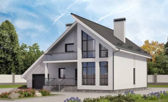 200-007-Л Проект двухэтажного дома с мансардой и гаражом, простой дом из бризолита, Усть-Кут