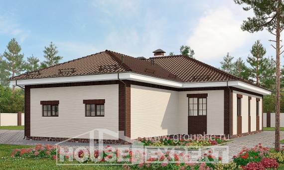 160-015-П Проект одноэтажного дома, гараж, небольшой коттедж из керамзитобетонных блоков, Черемхово