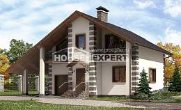 150-003-Л Проект двухэтажного дома мансардой, гараж, небольшой загородный дом из дерева, Усть-Илимск