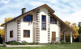 150-003-Л Проект двухэтажного дома с мансардой и гаражом, классический загородный дом из бревен, Вихоревка