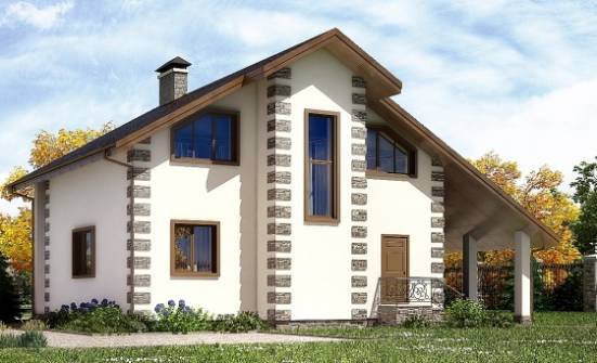 150-003-Л Проект двухэтажного дома с мансардой, гараж, классический домик из бревен, Тайшет