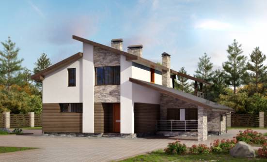 200-010-П Проект двухэтажного дома с мансардой, гараж, просторный дом из поризованных блоков, Иркутск