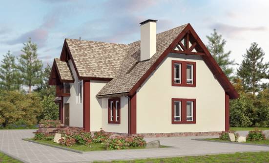 300-008-Л Проект двухэтажного дома с мансардой, гараж, большой дом из керамзитобетонных блоков, Усть-Илимск