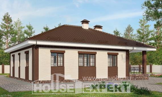 160-015-П Проект одноэтажного дома, гараж, простой загородный дом из арболита, Черемхово