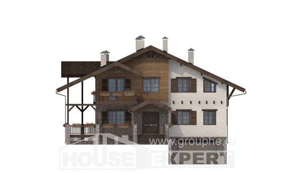 400-004-П Проект трехэтажного дома с мансардой и гаражом, классический коттедж из кирпича, Усть-Илимск