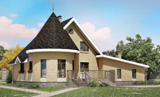 250-001-Л Проект двухэтажного дома мансардный этаж и гаражом, просторный загородный дом из блока, Киренск