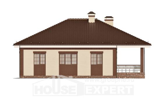 160-015-П Проект одноэтажного дома и гаражом, недорогой домик из газобетона, Усть-Кут