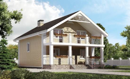 150-007-Л Проект двухэтажного дома с мансардой, недорогой домик из теплоблока, Саянск