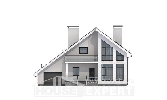 200-007-Л Проект двухэтажного дома с мансардой и гаражом, средний дом из газобетона Саянск | Проекты домов от House Expert